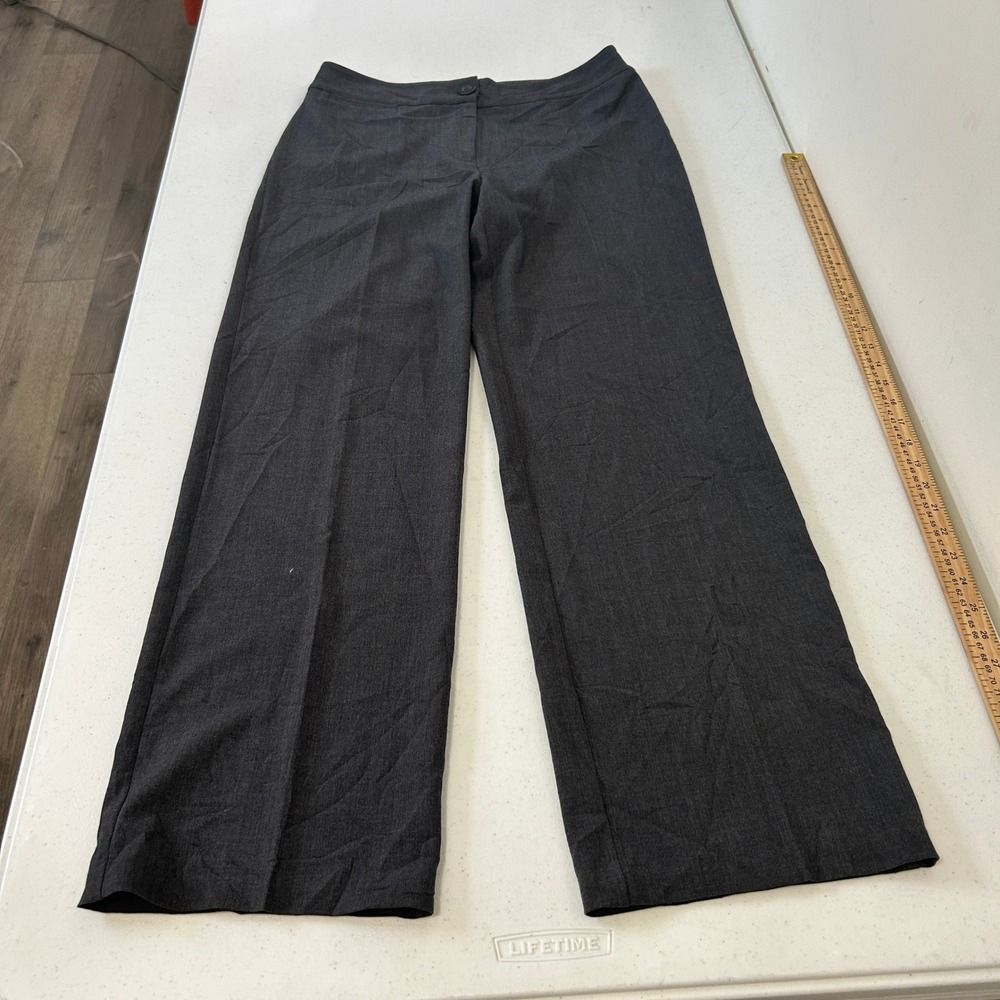 Chicos Charcoal Gray Wide Leg Trousers Size 0.5 Regular Stretch Dress Pants